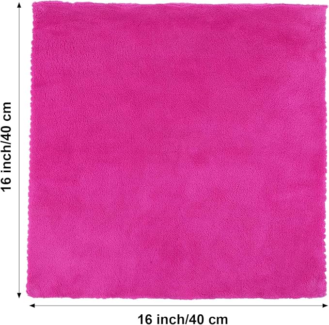 30 Pcs 16 x 16 Inch Edgeless Microfiber Plush Towels for Cars Detailing Drying Wash Polishing Absorbent Cleaning Cloths, 500 GSM (Fuchsia)