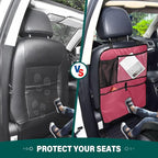 Viva Magenta Red Car Seat Organizer for Kids Backseat Kick Mat with Adjustable Strap Back Seat Protectors for Car SUV Vehicle 2 Pcs