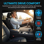 3-in-1 Cooling Car Seat Cushion with Ventilated Fans & Massage, Breathable Front Seat Cooling Seat Cover, 12V Universal Car Seat Cover for Cars, SUVs, Trucks (Black-3)