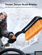 2 Pack 27" Snow Brush and Ice Scrapers for Car Windshield, Detachable Snow Scrapers with Ergonomic Foam Grip for Cars, Trucks, SUVs (Heavy Duty ABS, PVC Brush, Orange)