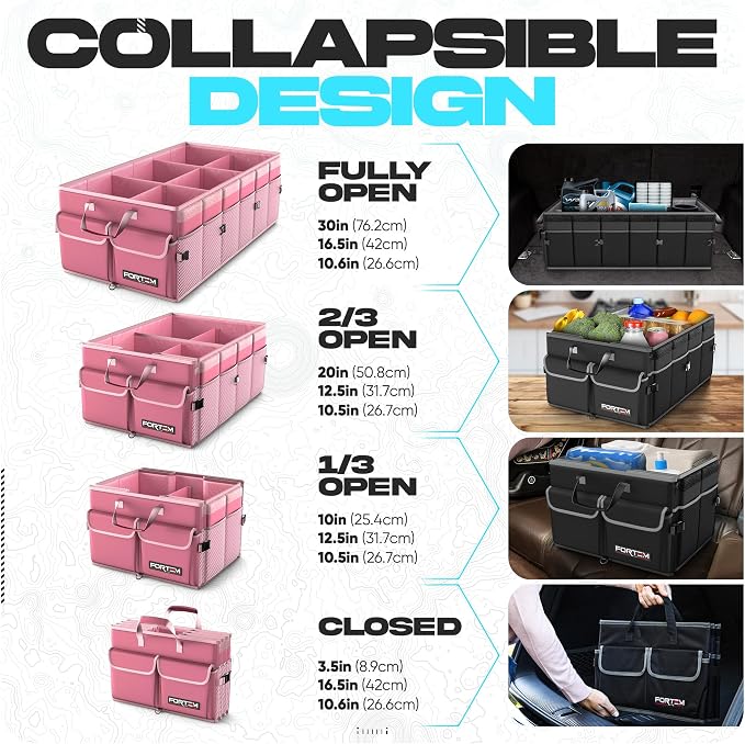 Trunk Organizer For SUV Car Trunk Organizer, Foldable Storage, Car Accessories for Women Men, Collapsible Bag, 600D Oxford, Non Slip Bottom, Straps, Soft Cover (85L)