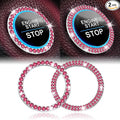 2 PCS Crystal Combinatorial Rhinestone Car Engine Start Decoration Ring, Push to Start Button Cover Sticker, Bling Car Interior Accessories for Women, Automotive Decals, Red