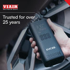Viair Every Vehicle Carry EVC25 - rechargeable, portable compressor - LED gauge w/preset - Tire Inflator ideal for compact & mid-size cars, LT trucks, E-bikes, motorcycles & Inflatables
