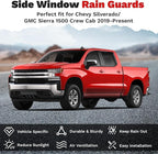 Window Visors Rain Guards for Chevrolet Chevy Silverado/GMC Sierra 1500 Crew Cab 2019-2025 2026 Accessories, Outside-Mount Tape-On Side Window Wind Deflectors Vent Visors Shades Rainproof