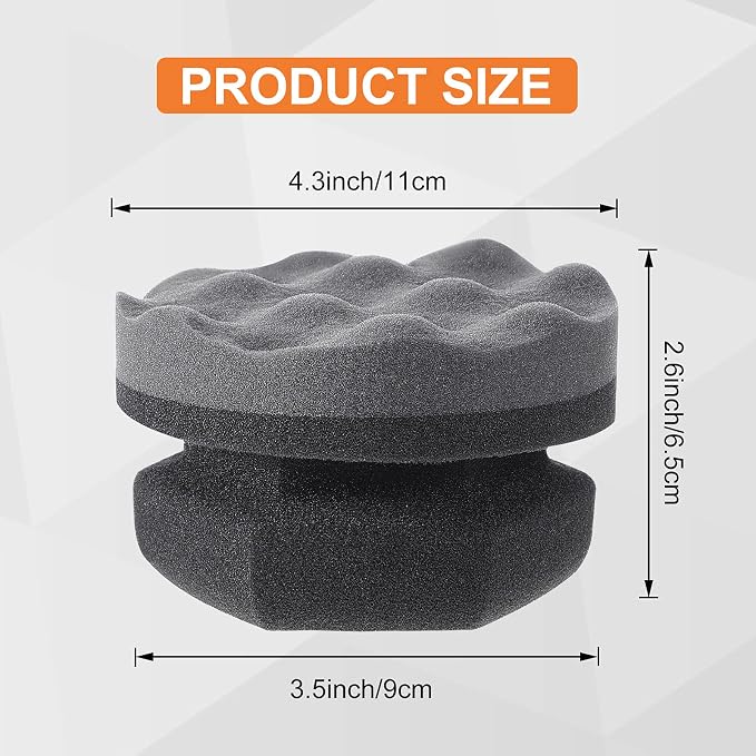 6 Pcs Tire Hex Grip Dressing Applicator Washable Tire Shine Applicator Dressing Pad Car Detailing Foam Sponge Reusable Tire Cleaner Sponge for No Slip Tire (Gray, 4.33 Inch Diameter)