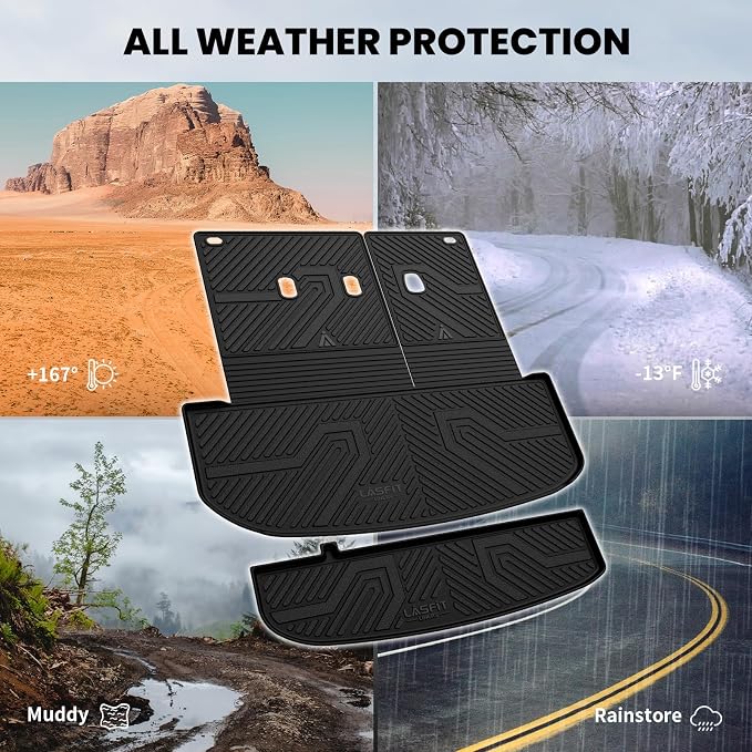 Cargo Trunk Mat & Backrest Mats for Hyundai Palisade 2025 2024 2023 2022 2021 2020 All Weather TPE Custom Fit Car Trunk Mats Cargo Liner & Seatback Mats Accessories, Black
