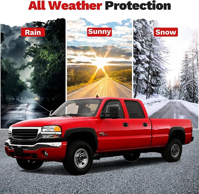 Silverado Rain Guards - Window Visors for Chevrolet/Chevy Silverado/GMC Sierra 1500 2500 3500 Classic Body 2001-2007, Outside-Mount Window Wind Deflectors for Sierra Accessories, Vent Visors