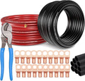 4 Gauge Wire (25ft Each - Red/Black) Copper Clad Aluminum CCA with Cable Cutter,Lugs Terminal Connectors and Heat Shrink Tube - Battery Power/Ground Cable,Car Audio Speaker,RV Trailer Amp Wiring kit