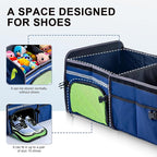 Bold Color Block Trunk Organizer | 95L, 35"x13.8"x11.8" | Dedicated Shoe Storage & 26L Ice Pack | Foldable for SUV/Car/Jeep | Car Accessories for Men & Women - Blue-X212