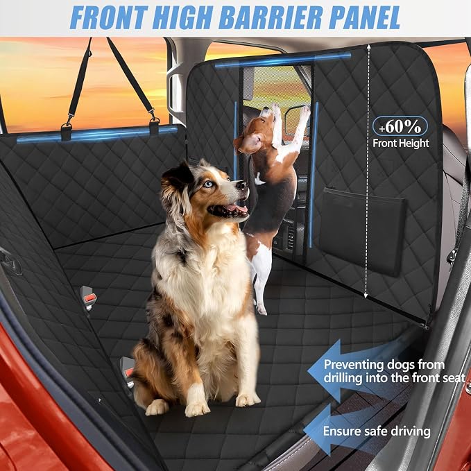 Back Seat Extender for Dogs Truck-Large Space, Hard Bottom High Barrier Truck Dog Seat Cover 420lb, Waterproof Pet Dog Hammock for Crew Cab Trucks F150, RAM1500, Sierra, Tundra, Silverado