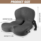 Truck Seat Cushion, Memory Foam Trucker Seat Cushion for Truck Driver Long Sitting with Adjustable Strap, Back Support and Pain Relief for Trucker Driving Office Chair and Pain, Dark Gray