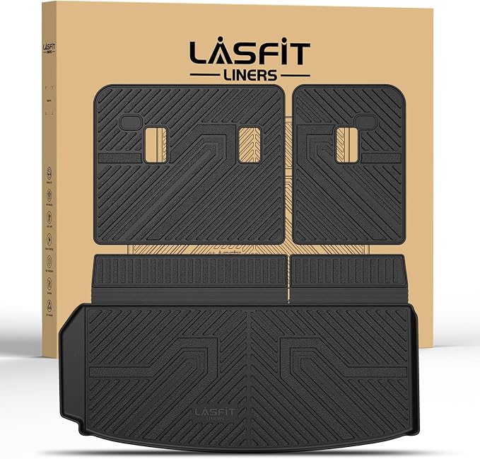 Trunk Mat with Backrest Mat for Chevrolet Chevy Traverse 2024-2026 & GMC Acadia 2024-2026 & Buick Enclave 2025-2026, All Weather TPE Custom Fit Cargo Mat Trunk Liner with Backrest Mat, Black