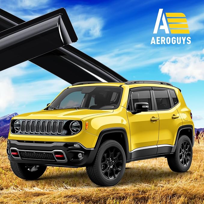 Extra Durable Window Deflectors Tape-On Window Visors Rain Guards Fit for Jeep Renegade 2015-2023, Sun Visors, Wind Vent for Shades, Exterior Car Accessories - 4 pcs. AG0858