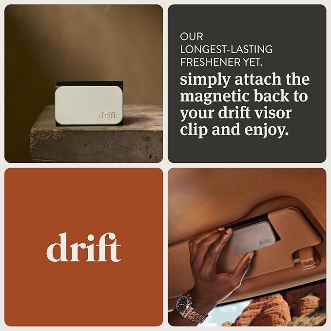 Drift Car Air Freshener - Stone Air Freshener Car Odor Eliminator - Long Lasting Scent - Auto Accessories - Metal Clip - Essential Oils - Clean Ingredients - Odyssey Scent Starter Kit