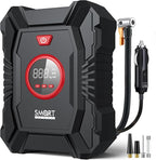 Portable Tire Inflator for Car, 12V Air Compressor, Max 100 PSI | Car Portable Air Compressor, Digital Tire Inflator with Gauge, Smart Auto-Stop & Fast Inflation Design