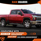 in-Channel Rain Guards Compatible with 2020-2026 Checy Silverado/GMC Sierra 2500HD/3500HD Crew Cab Truck, Durable Side Windows Wind Deflectors Rain Guard Black 4 PCS