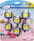 Serene Summer Scent Car Air Freshener Vent Clip 6 Ct | Long Lasting Up to 180 days, Natural Essential Oil, Car Fragrance Accessories for Women and Men, Odor Eliminator, 4 mL Each