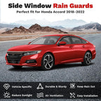 Window Visors Rain Guards for 2018-2022 Honda Accord Accessories, 6PCS, Outside-Mount Tape-On Side Window Wind Deflectors Vent Visors Shades Rainproof Black