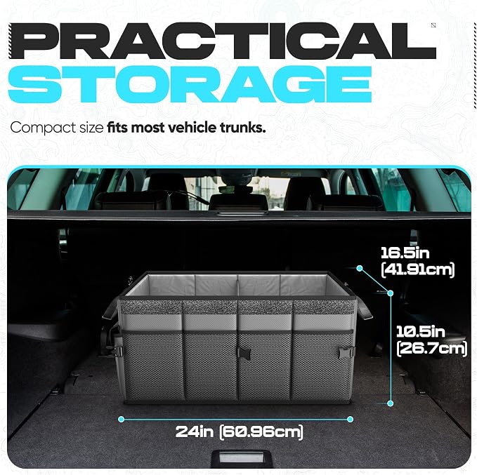 Trunk Organizer For SUV Car Trunk Organizer, Foldable Storage, Car Accessories for Women Men, Collapsible Bag, 600D Oxford, Non Slip Bottom, Straps, Soft Cover (65L)