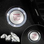 2 PCS Crystal Double Rhinestone Car Engine Start Stop Decoration Ring, Bling Car Interior Accessories for Women, Push to Start Button Cover Sticker, Automotive Decals, Light Blue