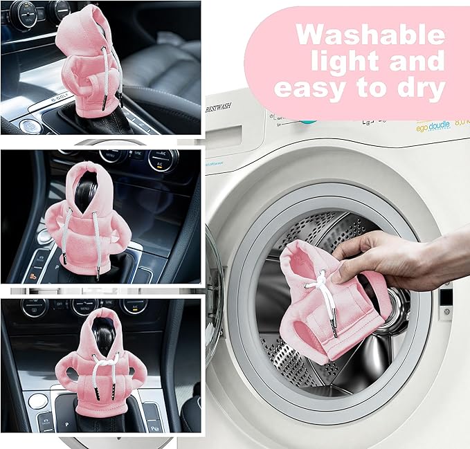 SLLAK Gear Shift Hoodie, Universal Car Shift Knob Cover, Mini Hoodie for Car Shifter, Automotive Interior Cute Gadgets, Car Accessories and Decorations for Women