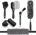 7PCS Car Wheel Brush Kit for Car Owners Detailers, Soft-bristled Brush, Tire brush for Car Detailing, Rim Cleaning Tape, Bendable & Curved Brushes and Pads for Home Shop, Cars Trucks RVs