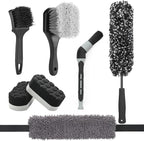 7PCS Car Wheel Brush Kit for Car Owners Detailers, Soft-bristled Brush, Tire brush for Car Detailing, Rim Cleaning Tape, Bendable & Curved Brushes and Pads for Home Shop, Cars Trucks RVs