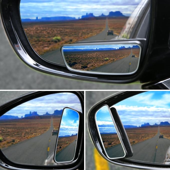 Blind Spot Mirror for Cars Car Side Mirror Auto Wide Angle Convex Rear View Stick On Design, Adjustable, 2 Pack