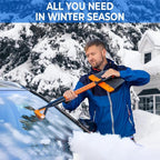 Extendable Snow Squeegee,Ice Scraper and Shovel 42" 5- Rotating Snow Squeegeee Head, 3-1 Extndable Ice Scraper,Shovel with Egonormic Handle Heavy Duty (2-Pack)