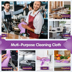 Purple Microfiber Cleaning Cloth -Pack of 8, Highly Absorbent Cleaning Rags, 16"X12" All Purpose Cleaning Towels for Housekeeping, Kitchen, Car, Lint Free and Reusable Microfiber Towels