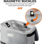 3 Gallons Car Trash Can, Ultra Large Capacity Organizer and Storage with Adjustable Straps & Magnetic Snaps, Waterproof Car Accessory for Interior Car Stuff Storage, Gray