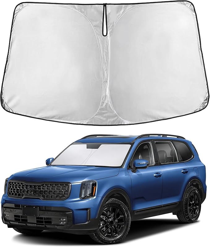 Windshield Sunshade Compatible for Kia Telluride 2020-2023 2024 2025, Sun Visor for Front Windshield & Window Sun Shade Cover, UV Heat Blocker & Protector, Car Accessories
