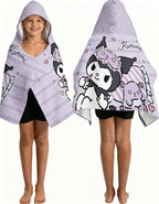 Kurom Printed Soft Cotton Terry Hooded Towel Wrap, Bath Pool Beach Wearable Towel for All Ages, 28 in x 55 in