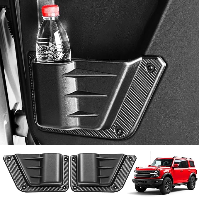 2PCS Rear Door Storage Pockets Compatible for Ford Bronco Accessories 2025,Side Organizer Box Fit Bronco 4-Door 2021 2022 2023 2024,Interior Storage Expansion Organizer Accessory,2PCS Black