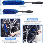 10Pcs Wheel Brush Kit for Cleaning Wheel and Tire, Wheel and Rim Brush, Car Detailing Brushes, Tire Brush, Bendable & Durable Car Wheel Rim Cleaner Brush Set,Car Cleaning Brush Supplies Kit
