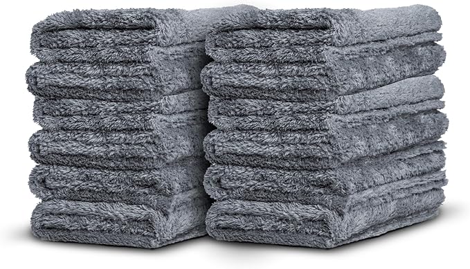 Adam's Borderless Grey Microfiber Towel (12pk) - Premium Ultra Soft Car Detailng Towel Cloths, 480gsm - Safe for Car Wash, Home Cleaning & Pet Drying Cloths (16 Inch x 16 Inch)