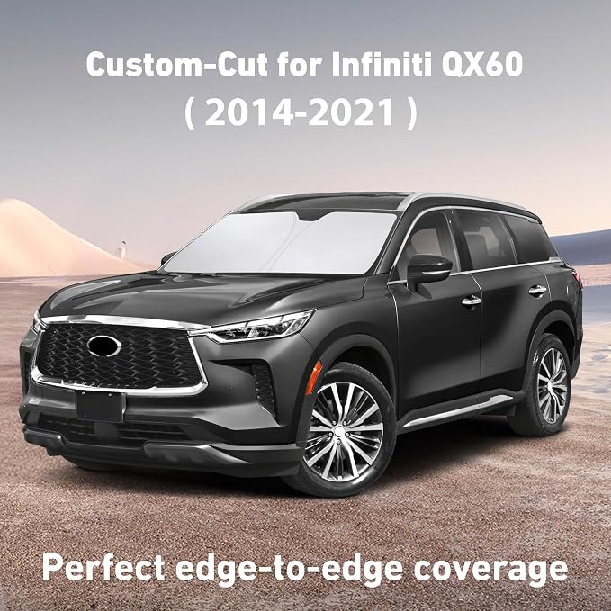 Windshield Sunshade Compatible for Infiniti QX60 2014-2019 2020 2021, Sun Visor for Front Windshield & Window Sun Shade Cover, UV Heat Blocker & Protector, Car Accessories