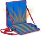 Heated Stadium Seat, Foldable, Lightweight with Carrying Strap, Foam Cushion for Comfort, Adjustable, Back Support, Multi-Functional Use As Stadium Seat or Seat Pad, Royal Blue/Red