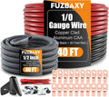 40FT 0 Gauge Wire Copper Clad Aluminum,1/0 Battery Cable Wire,Lugs Terminal Connectors,Heat Shrink Tubing,40FT 1/2 PET Expandable Braided Sleeving,Cable Sleeve