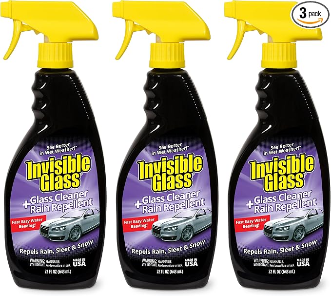 92184-3PK Glass Cleaner + Rain Repellent 2-in-1 Windshield and Window Spray, Cleans Auto Glass, Repels Rain, Sleet, Snow, Improves Wet Weather Visibility – 22 fl oz (Pack of 3)