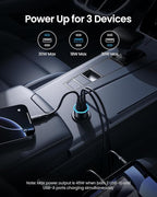 60W USB C Car Charger - Car Phone Charger Adapter PD30W & QC3.0 Fast Charging, Car USB Charger Multi Port, Cigarette Lighter USB Charger, Car Charger with LED for iPhone 17/16/15/14/13/12 Series