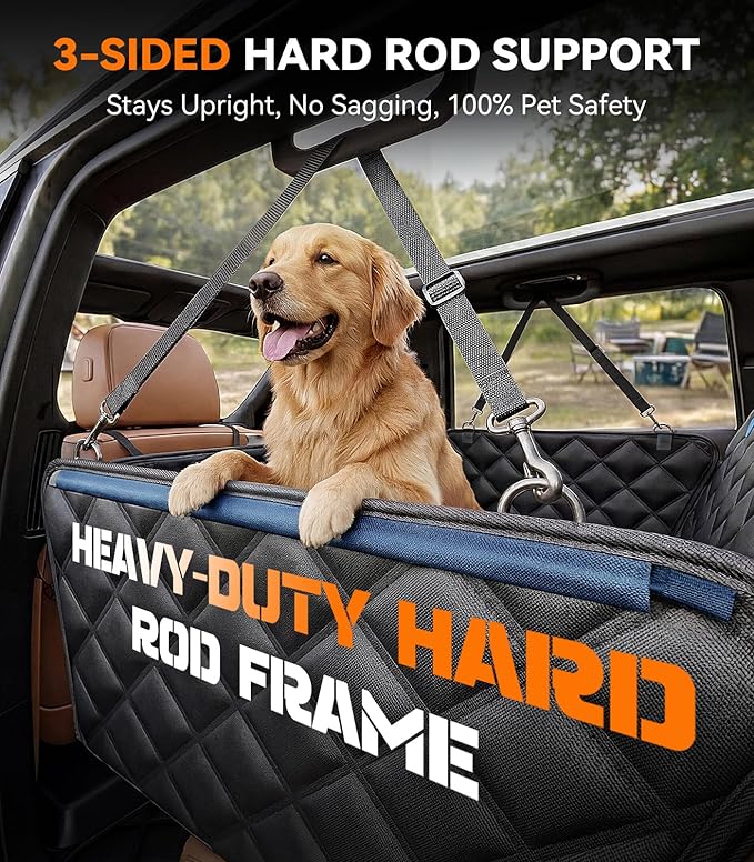 Dog Seat Cover for Backseat, [Ultimate Safe, Comfortable and Large Space] Waterproof 600D Heavy Duty Dog Car Hammock, Release Passenger Seats, Fits Sedan/SUV/Truck, Large Dog Friendly, L