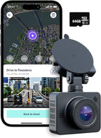 Nexar Beam GPS Dash Cam - 1 Year Nexar App Subscription Included - Unlimited Cloud Storage, Drive Recordings, Parking Mode, Night Vision, All Inside the Nexar App - WiFi HD Front Dash Cam (64 GB SD)