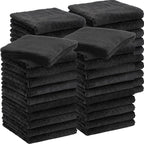 30 Pcs 12.5 x 12.5 Inch Edgeless Microfiber Plush Towels for Cars Detailing Drying Wash Polishing Absorbent Cleaning Cloths, 500 GSM (Black)
