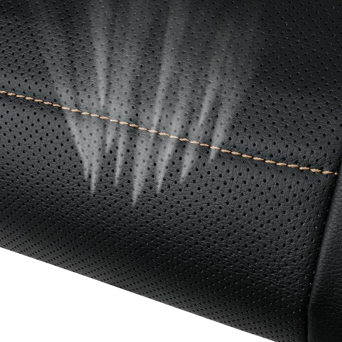 Universal FIT Piping Leather Car Seat Cover, for suvs,Van,Trucks,Airbag Compatible,Inside Zipper Design and Reserved Opening Holes (Full Set, Black and Beige)