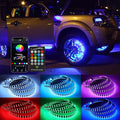 4PCS RGB LED Wheel Rim Lights with Bluetooth and Remote Control,3-Row Wheel Ring Light Kits with Turn Signal and Braking Function Tire Lights for Pickup Truck SUV Car (15inch)