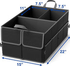 Foldable Car Trunk Organizer for SUV, 3-Compartment, Black | with Removable Divider, Side Pockets and Securing Straps