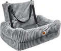 Dog Car Seat, Dog Booster Car Seats with Memory Foam, Thickened Cushion & Washable Removable Cover, Pet Travel Carseat Bed with Safety Leashes for Medium/Large Dogs or 2 Small Dogs, Gray