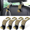 Car Seat Headrest Hook, Auto Seat Hook Hangers Storage Organizer Interior Accessories for Purse Coats Umbrellas Grocery Bags Handbag, 4-Pack(Bling Gold)