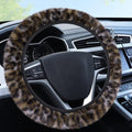 Fuzzy Steering Wheel Cover, Leopard Fluffy Car Wheel Cover for Women Men, Soft Furry Vehicle Steering Wheel Protector Warm Non-Slip Car Accessories 15 inch Universal Fit Auto, Suvs, Truck